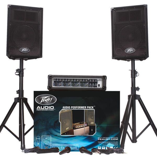 EQUIPO DE SONIDO COMPLETO 'AUDIO PERFORMER PACK. Sistema de PA portatil completo. Compuesto por mezclador amplificado PVi 4B de 100W