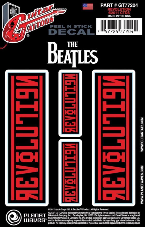 REPUESTO PARA INSTRUMENTO DE CUERDA Guitar Tattoo Planet Waves The Beatles Revolution. Estos diseños retro y nostálgicos ofrecen las históricas portadas de los Beatles para celebrar la música y el arte de la cada vez más influyente banda.