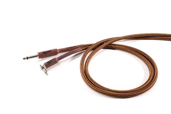 CABLE DE INSTRUMENTO Cable de instrumento Proel Brave BRV120LU3BY. Conectores jack - jack acodado. Cable de PVC flexiblecon cubierta de algodón acabado color marrón/ dorado