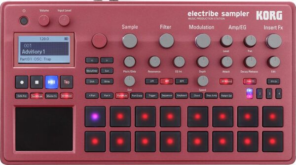 CAJA DE RITMOS El electribe sampler es una herramienta de producción musical basada en muestras que te permite construir ritmos con la máxima velocidad. Puedes editar y remuestrear con total libertad usando las muestras preset y las formas de onda que hayas cargado. La modulación y los efectos pueden controlarse fácilmente