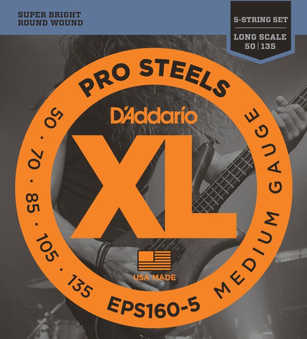 JUEGO DE 5 CUERDAS PARA BAJO Juego de 4 cuerdas para bajo D'Addario ProSteels Medium