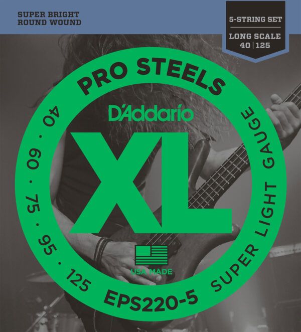 JUEGO DE 5 CUERDAS PARA BAJO Juego 4 cuerdas para bajo D'Addario ProSteels Super Light