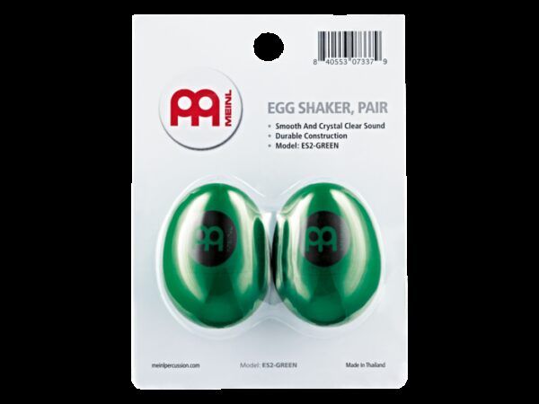 HUEVOS Huevos shaker. Set 2 unidades en color verde. El Meinl ES2 Egg Shaker está hecho de un plástico muy resistente. Este modelo particular es preferido debido a su sonido suave y cristalino. Se pueden usar en prácticamente cualquier situación musical. El conjunto se compone de dos shakers de plástico negro.Características Principales:Sonido suave y cristalinoConstrucción duraderaColor Verde