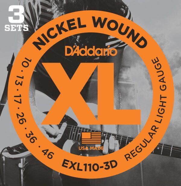 JUEGO CUERDAS PARA GUITARRA ELECTRICA Juego de Cuerdas para Guitarra Eléctrica XL Series Nickel Wound Regular Light  - (010 - 013 - 017 -026 - 036 - 046)  - (Pack 3 juegos). Las cuerdas D'Addario XL para Guitarra Eléctricas han sido reconocidas mundialmente como ''La Opción del Guitarrista'' entre los guitarristas de todos los génerosy estilos. Las cuerdas XL se enrollan con gran precisión con acero recubierto de níquel sobre un núcleo en forma hexagonal