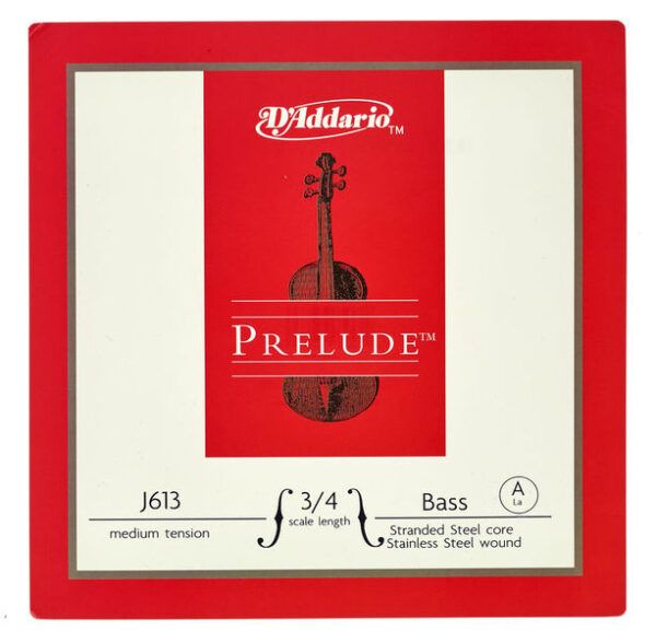 CUERDA SUELTA PARA CONTRABAJO Cuerda para contrabajo D Addario Prelude J613 3/4Medium La (A). Núcleo de acero trenzado y entorchado de acero inoxidable. Las cuerdas para Contrabajo Prelude tienen un multi-núcleo de acero trenzado que produce una calidad de sonido cálido