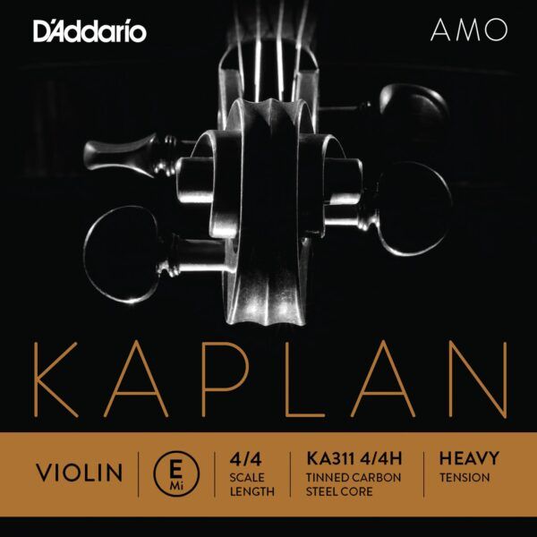 CUERDA SUELTA PARA VIOLIN Cuerda para violín D'Addario Kaplan Amo KA311 4/4Heavy Mi (E) con núcleo de acero estañado de altocarbono. Kaplan Amo ofrece calidez