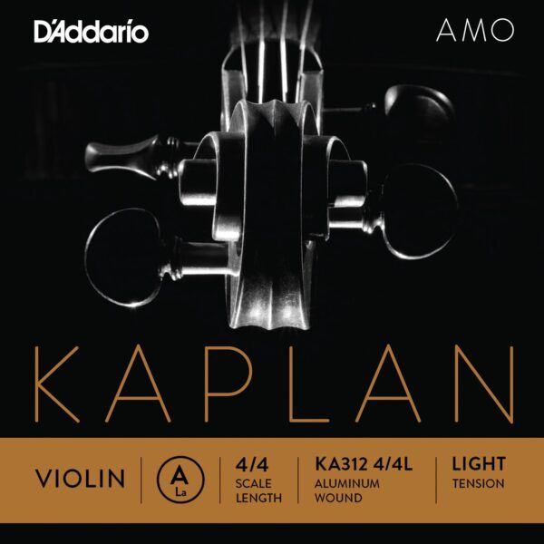 CUERDA SUELTA PARA VIOLIN Cuerda para violín D'Addario Kaplan Amo KA312 4/4Light La (A) con entorchado de aluminio. Kaplan Amo ofrece calidez