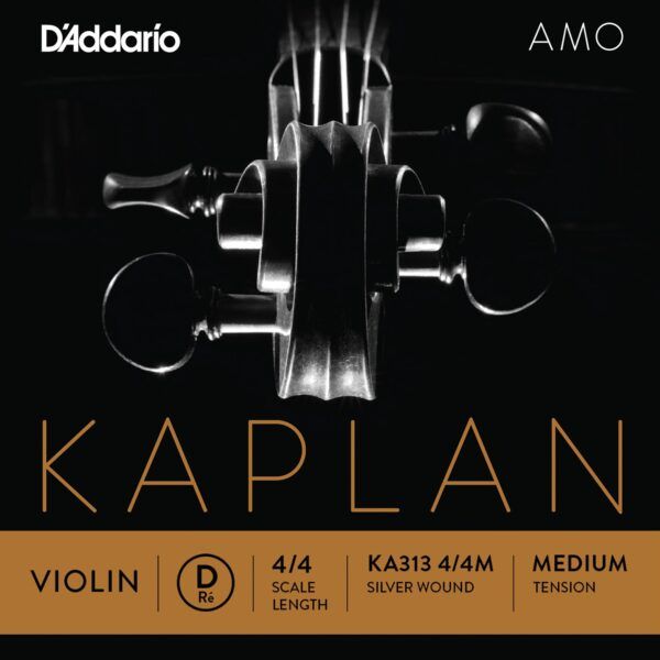 CUERDA SUELTA PARA VIOLIN Cuerda para violín D'Addario Kaplan Amo KA313 4/4Medium Re (D) con entorchado plateado. Kaplan Amoofrece calidez