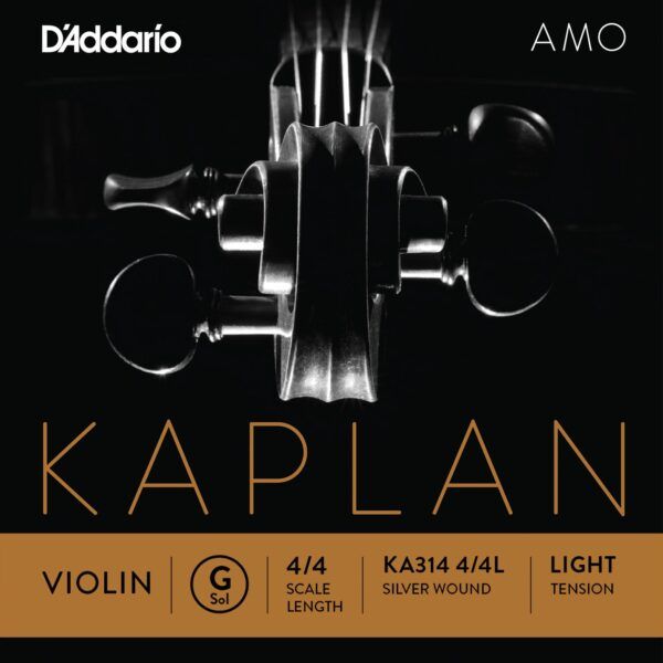 CUERDA SUELTA PARA VIOLIN Cuerda para violín D'Addario Kaplan Amo KA314 4/4Light Sol (G) con entorchado plateado. Kaplan Amoofrece calidez