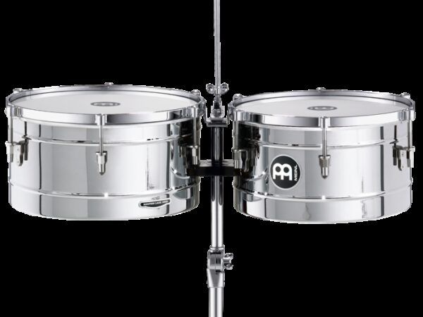 TIMBAL 'Timbales 14'' & 15'' Chrome. La serie Marathon ofrece instrumentos profesionales a un precio accesible. Perfectos para el percusionista profesional o bien como parte de un set de batería. Los cascos son de acero acabado en cromo.Características Principales:Parches sintéticosIncluye soporte regulableIncluye llave de afinaciónAcabado cromado'