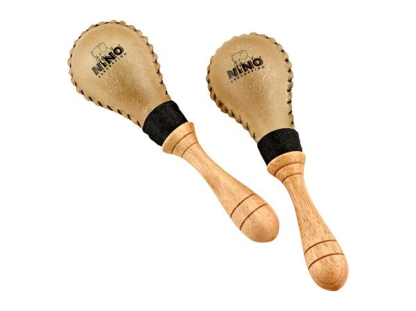 MARACAS Las maracas de cuero natural NINO® están totalmente hechas a mano y tiene un sonido cálido y suave.