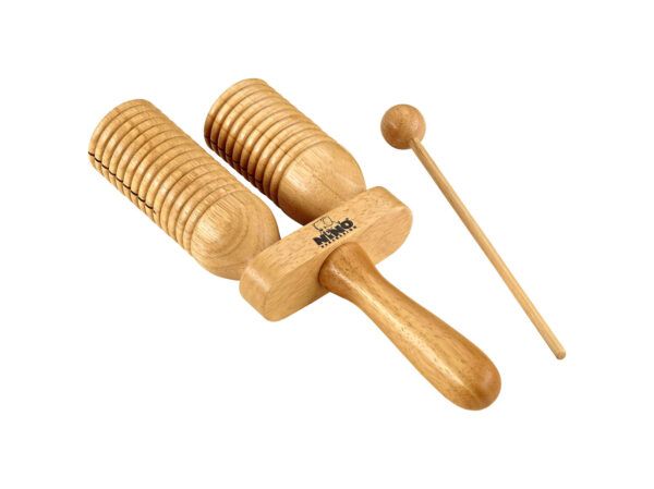 INSTRUMENTO DE PERCUSION DE MANO Agogó en madera. Incluye maza.