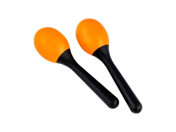 MARACAS Los Maracas huevo NINO® están hechos de un material plástico especial. Tienen un sonido muy claro y pronunciado y son maracas perfectas para los niños. Naranjas.