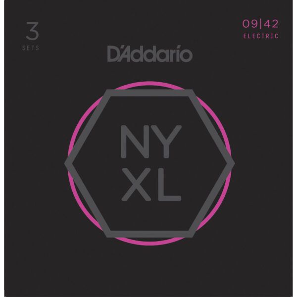 JUEGO CUERDAS PARA GUITARRA ELECTRICA Pack con 3 Juegos de cuerdas guitarra eléctrica DAddario NYXL0942 (009 - 011- 016 - 024 - 032 - 042). Las cuerdas de guitarra D Addario NYXL se estiran más