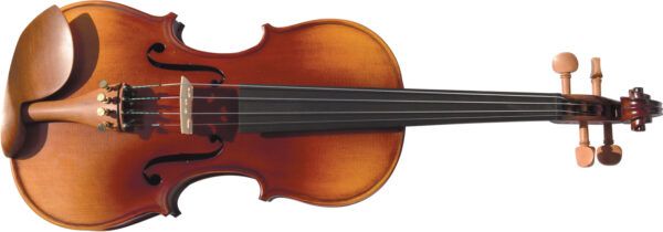 VIOLÍN Violin modelo estudio con tapa maciza de abeto. Aros y fondo en arce flameado sólido. Diapasón de ébano. Cordal