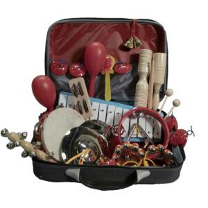 PACK DE PERCUSION DE MANO Pack de percusión variado para uso escolar. Compuesto por pandereta