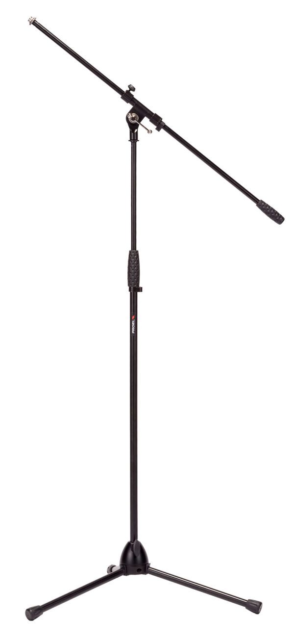SOPORTE PARA MICROFONO (JIRAFA) Pie de micrófono Proel RSM195BK. Soporte de micrófono profesional con brazo fijo. Con articulación giratoria de acero y base trípode de hierro fundido fundido