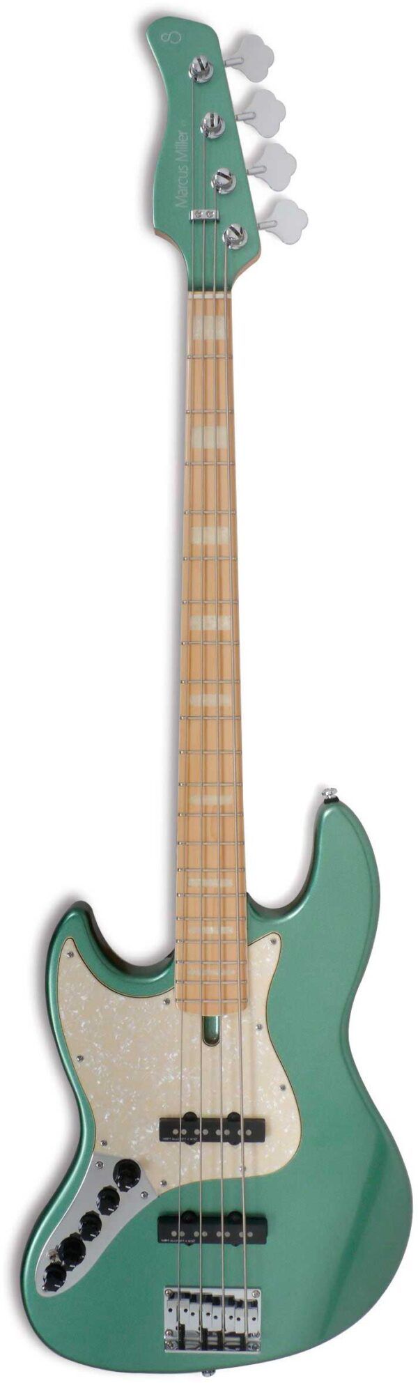 BAJO PARA ZURDOS Marcus Miller Bass. 2nd Gen. Lefthand. Body Material : Swamp Ash. Body Shape : New Marcus Miller Jazz Type. Neck Material : 1 Piece Hard Maple(Satin Finish). Neck Shape : C-Shape. Scale : 34”. Fingerboard (Rolled Edges) : Hard Maple. Fingerboard Radius : 9.5?. Frets : 2.4 medium. String Nut : 4 String – Natural Bone 38mm width. Binding : 1 ply Ivory. Inlay : WH Pearloid Block. Neck Joint : 4 Bolt Steel Square Plate. Pickups : Marcus Super-J Revolution Set. Electronics : Marcus Heritage-3 with Middle Frequency Control. Controls : Volume / Tone(Dual Pot)  Pickup Blender  Treble  Middle / Middle Frequency (Dual Pot)  Bass