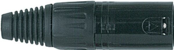 CONECTOR XLR Conector XLR macho metálico de 3 polos. Color niquelado negro.